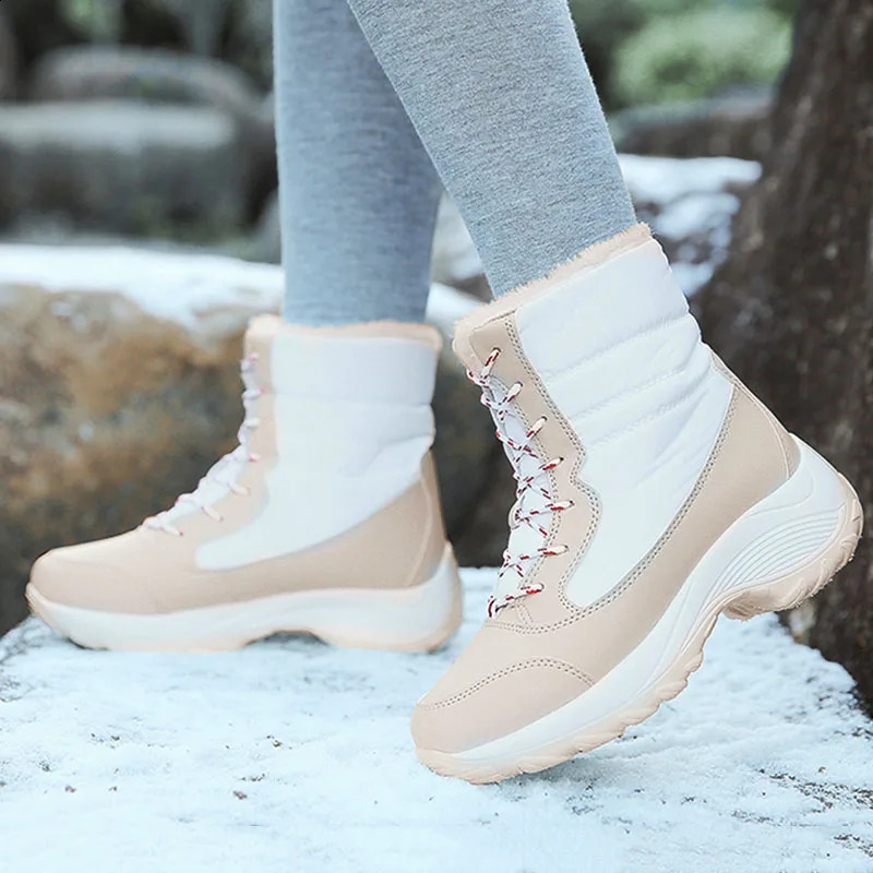 Snow boots for women woolen leather shoes for women platform boots plush boots to keep warm womens boots flat plus size Botas unprinted winter shoes 2