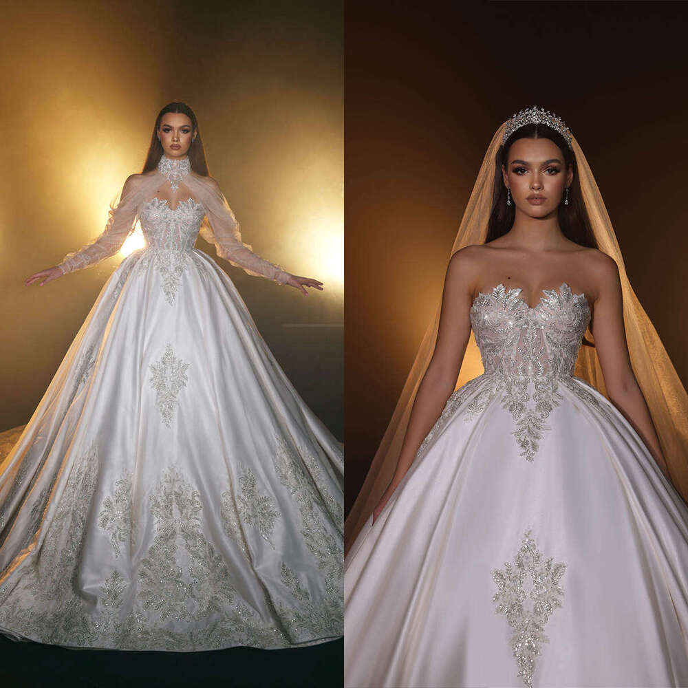 Dresses Illusion Ball Gown Sweetheart Appliques Lace Or Length Bride Wedding Dress Vestido De Novia Custom Made