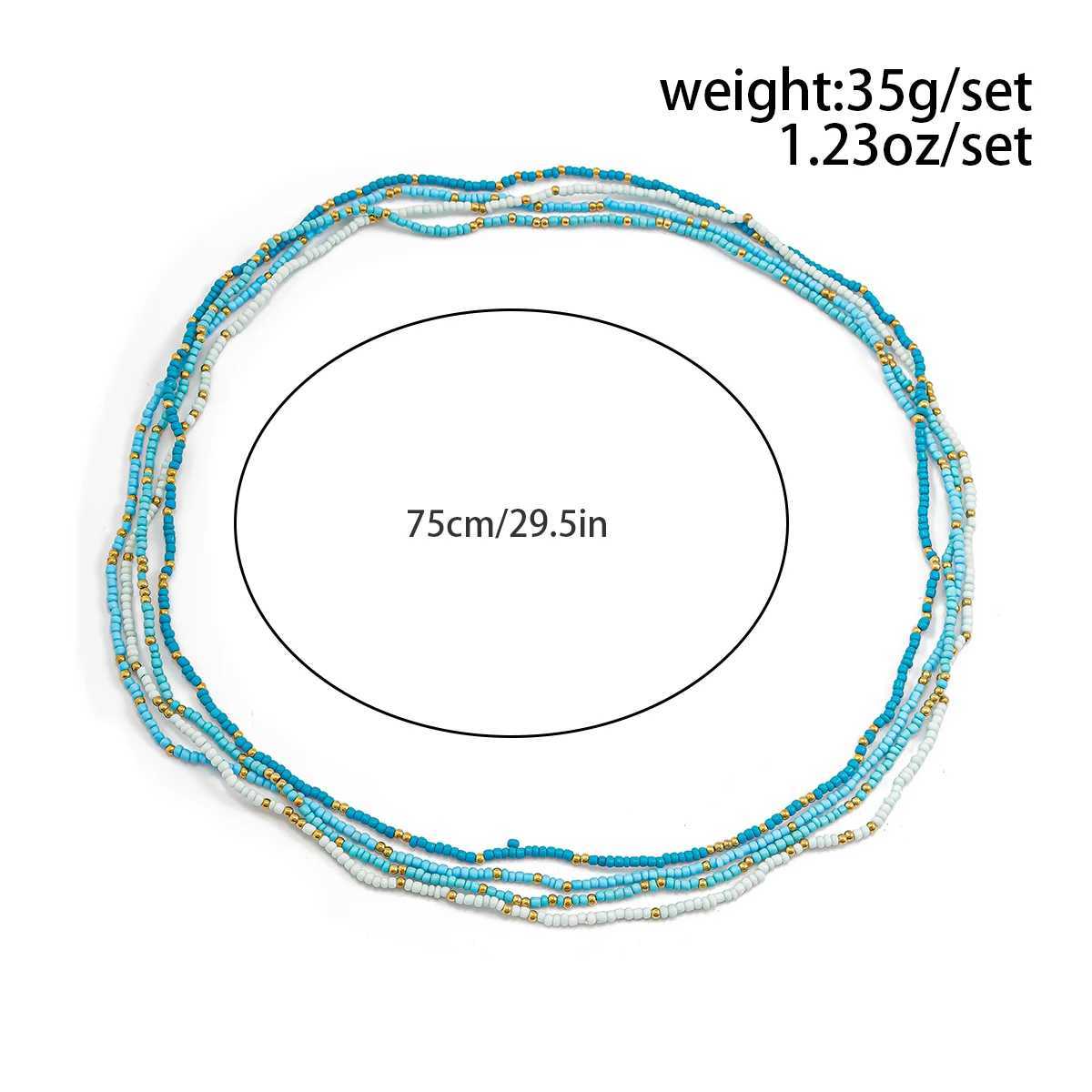 SHIIXIN 4Pcs/Set Bohian Colorful Small Seed Bead Waist Chain for Women Summer Bikini Multilayer Belly Chain Beach Body JewelryXJ250224