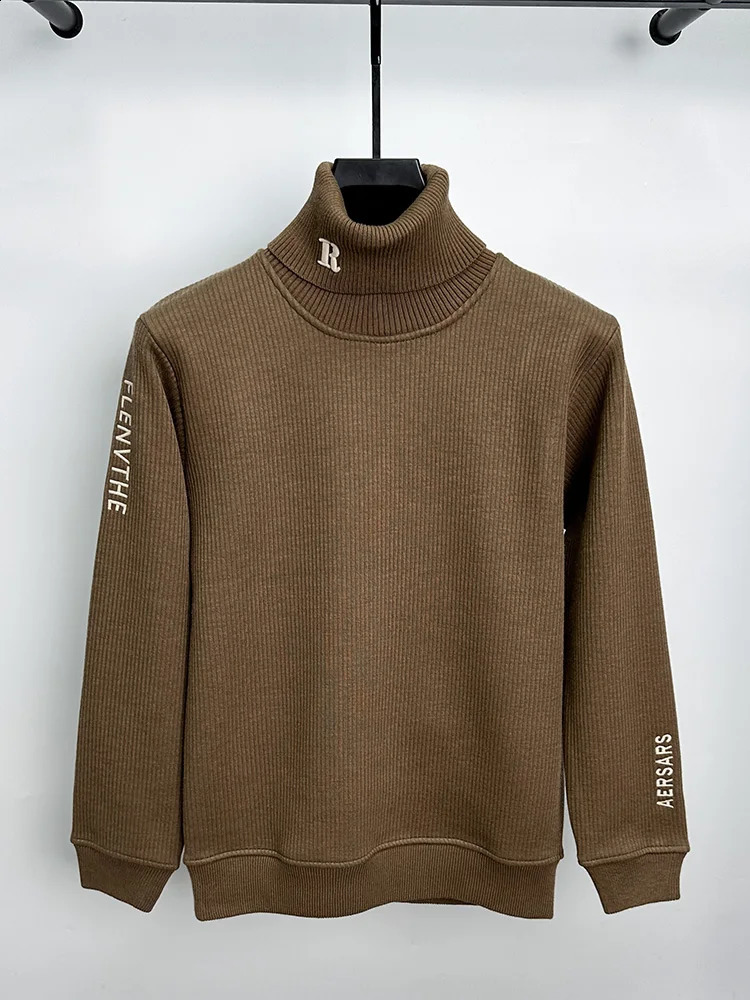 High end y mens embroidered sweater autumn and winter n business leisure high neck knitting trend turtle 240910