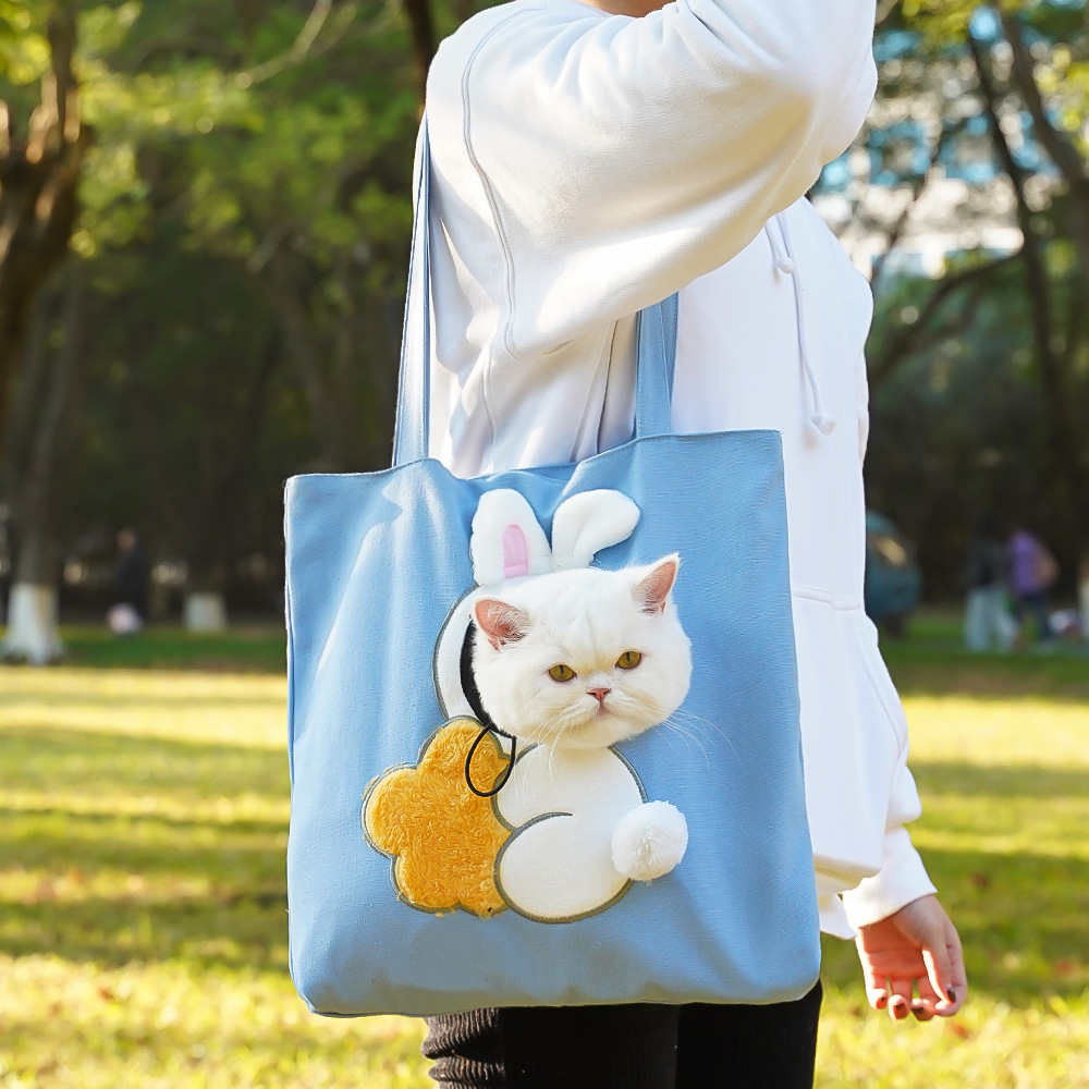Pet outdoor bag cat bag crossbody hand-held cat bag can be exposed small dog shoulder bag pet backpack