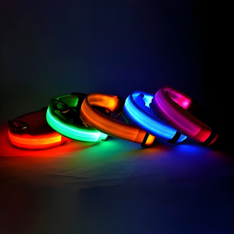 Collar Nylon LED Night Safety Flashing Glow In The Dark Pet Dog Leash pet Dogs Luminous Fluorescent dog accessories collar