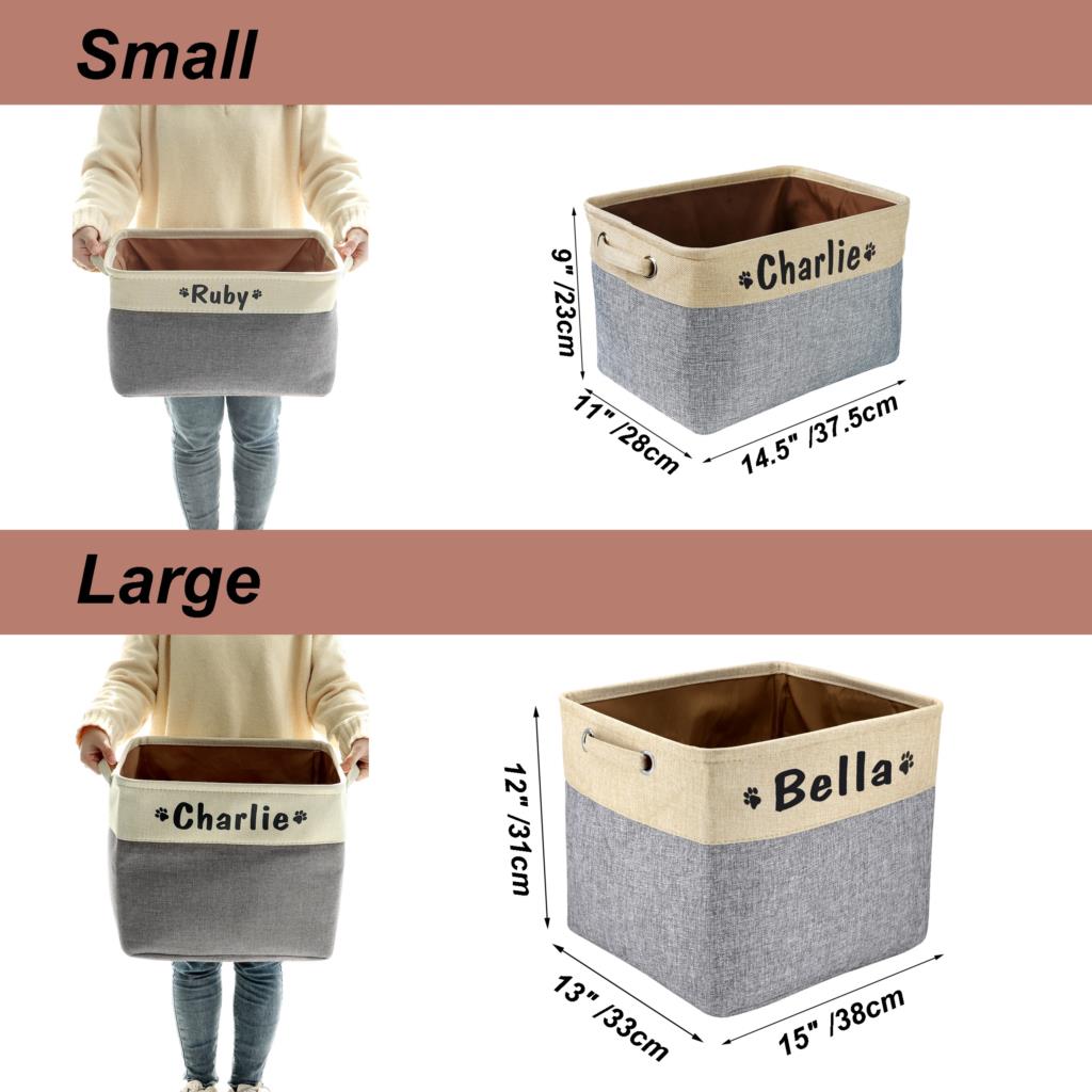 Custom Pet Dog Toy Storage Basket Personalized Foldable Dog Canvas Bag Pet Toys Clothes Storage Box Dog Accessories Pet Supplies
