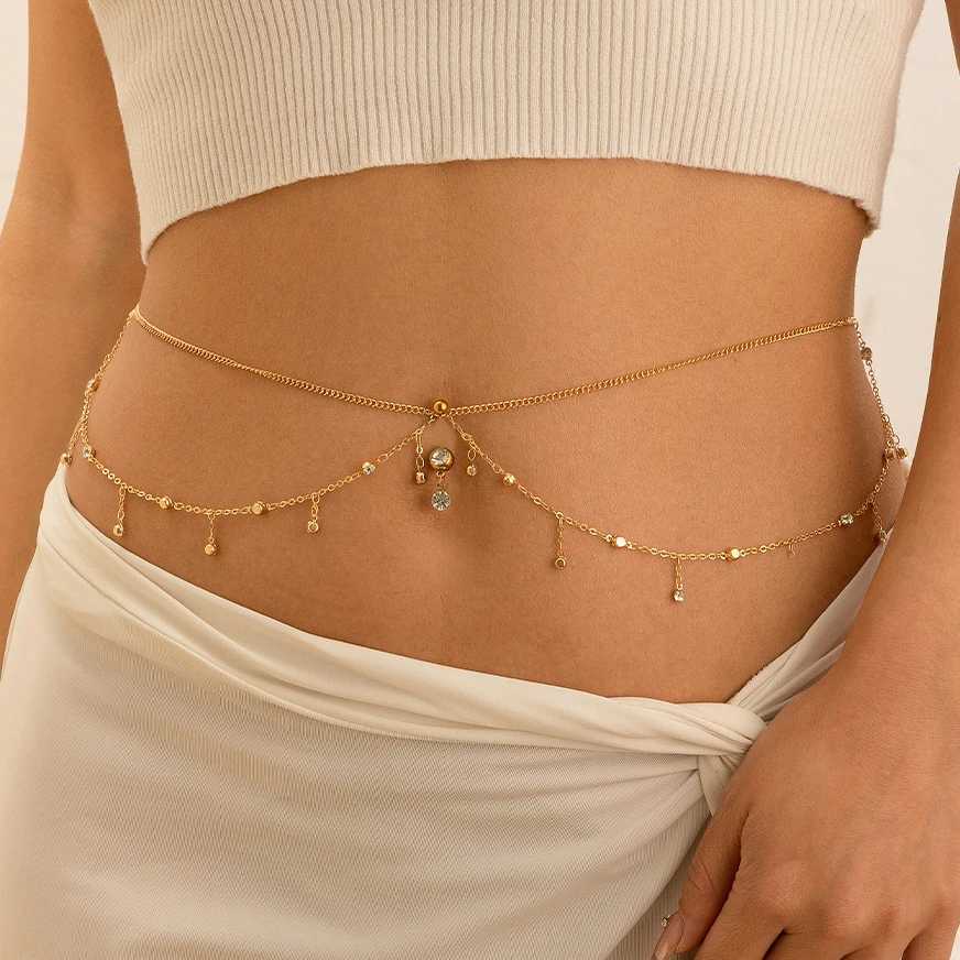 Ingemark Minimalism Multilayer Belly Waist Chain Women Summer Bikini Goth Piercing Navel Nail Body Jewelry Festival AccessoriesX2409