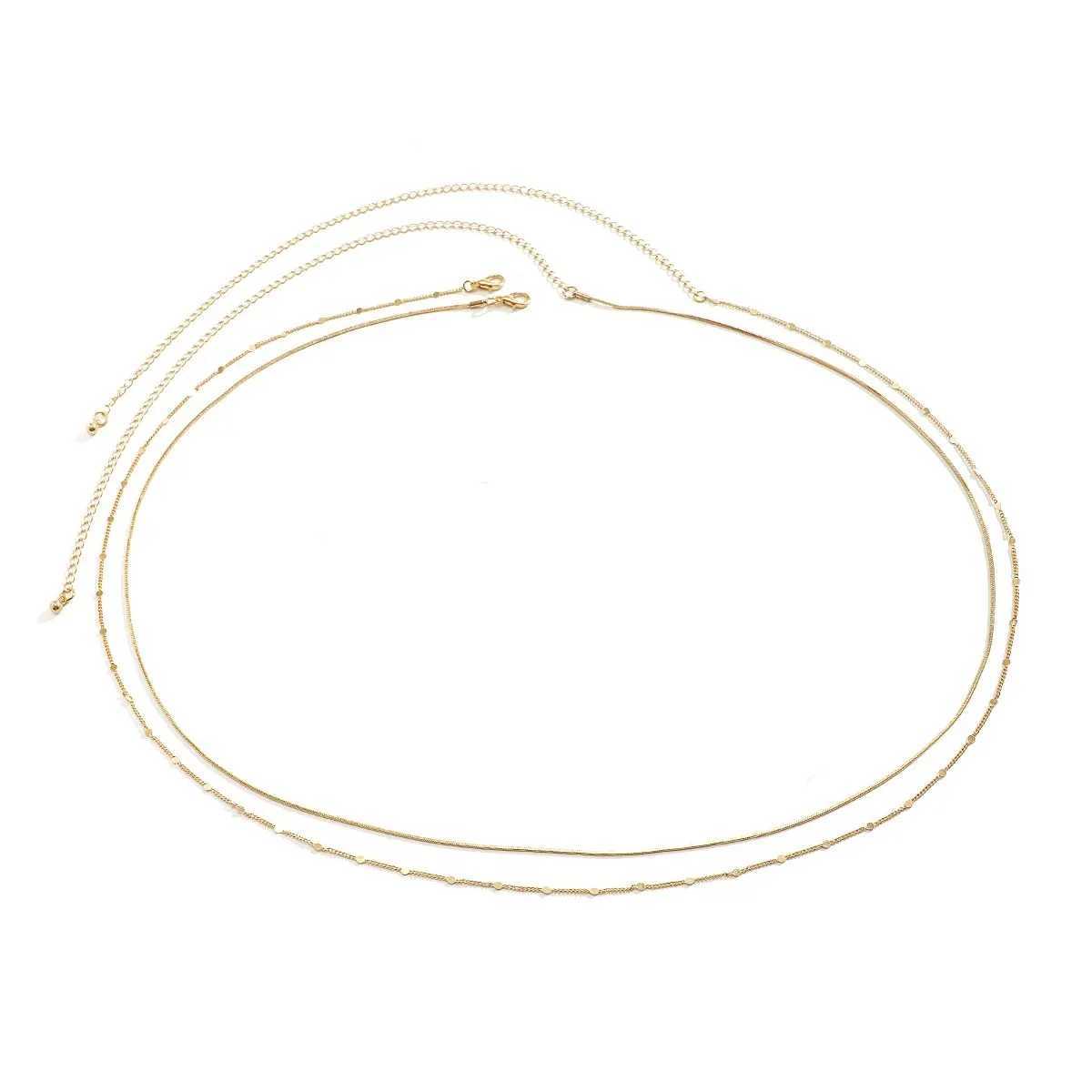 2Pcs/Set Sexy Slim Snake Chain Belly Waist Chain for Women Boho Gold Color Sequin Belt Body Jewelry Summer Bikinis AccessoriesX2409
