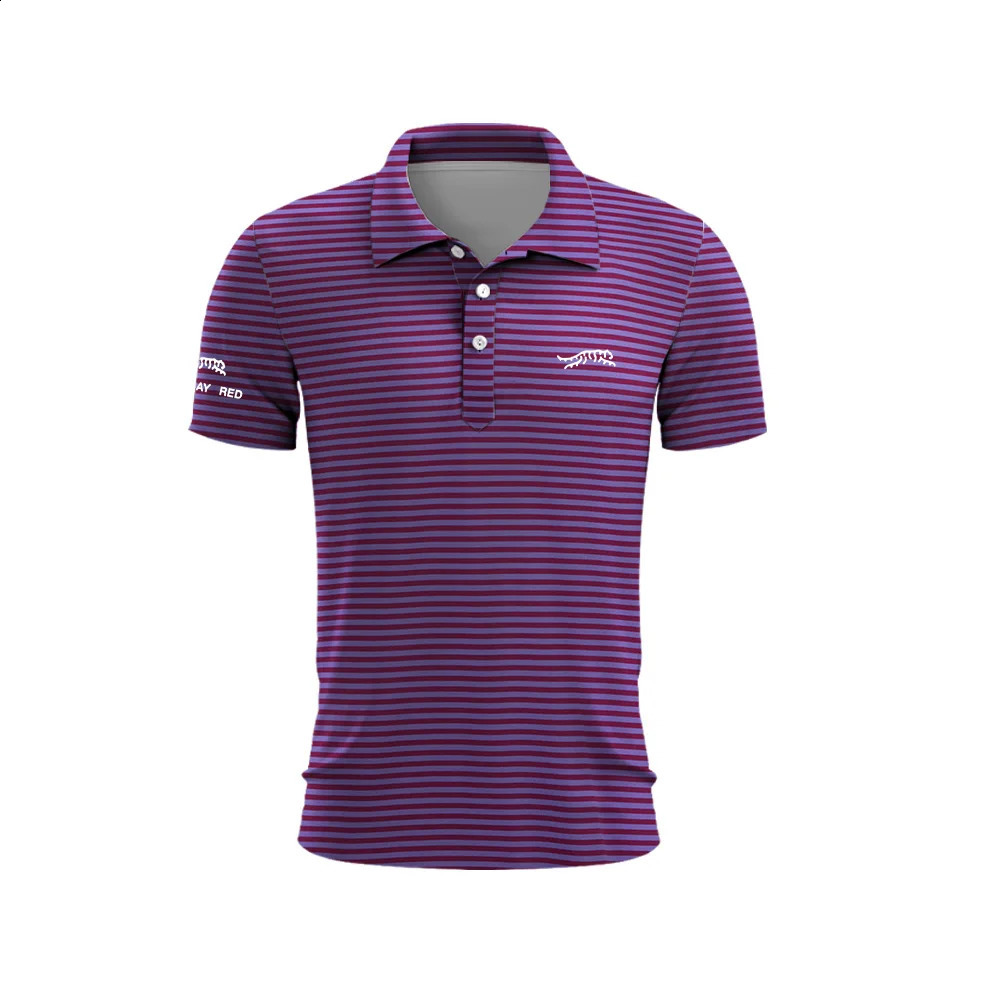 Tiger Woods Golf Sun Day Red Dense Polka Dot Mens Summer TShirt Top Quick Dry Club Button Polo Shirt 240910