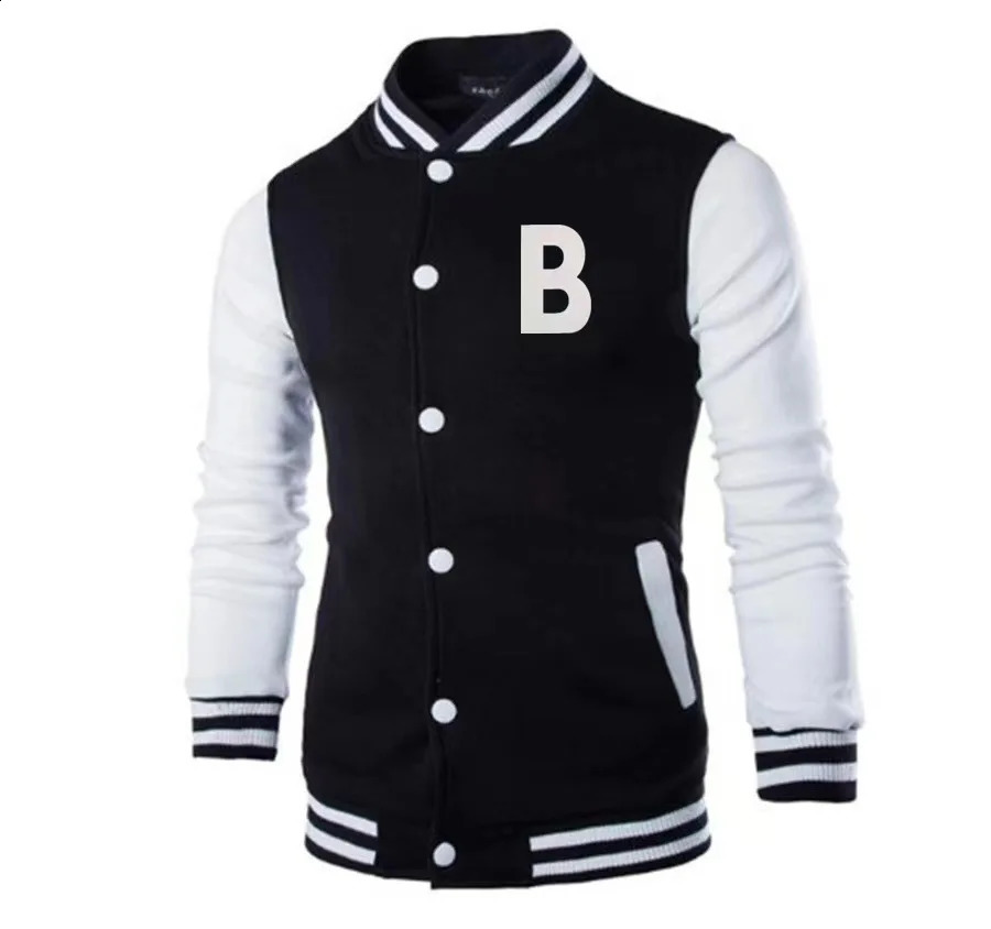 letter printed polyester top fashionable single chest casual baseball jacket loose open collar couple jacket 240906