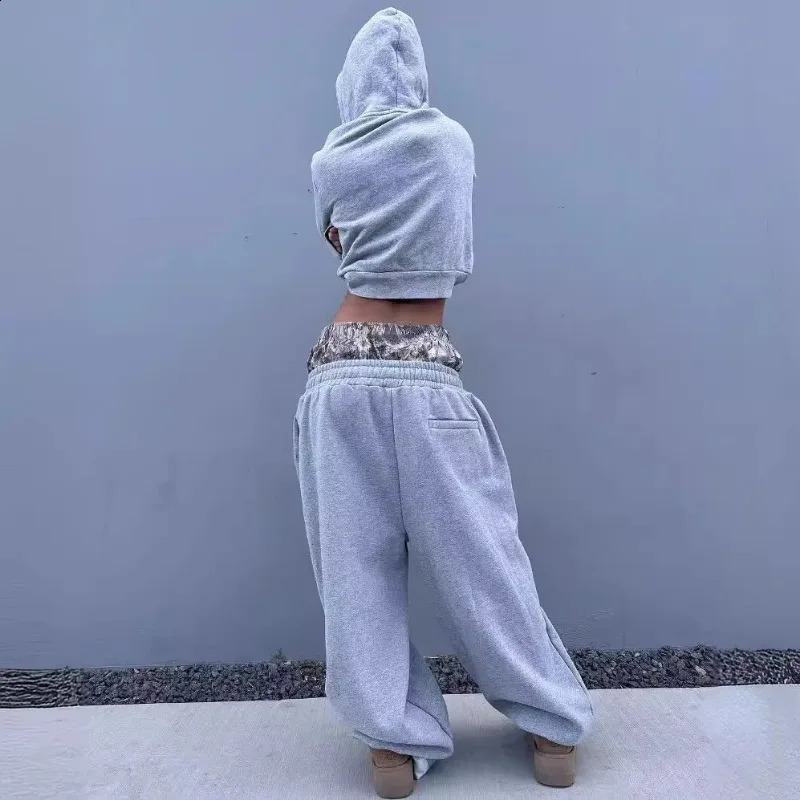 Harajuku style patchwork embroidered sweet pants couple fashion trend loose American retro long leg casual mens clothing 240912