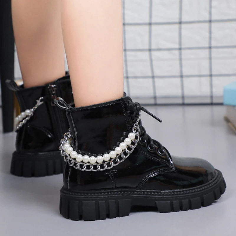 Girls Martin boots childrens bead short boots student shoes childrens waterproof outdoor boots autumn and spring anti slip boots 240903bj