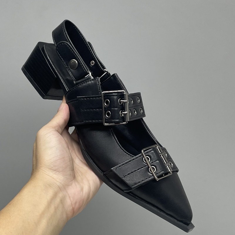 Women Flat With Shoes 2024 Designer Luxury Buckle Fashion Ladies Flats Shoes Slingback Pointed Toe Casual Female Sandals Mules NOXYZ15
