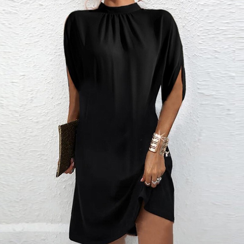 designer dresses 2024 european and american new women's fashion round neck loose bat sleeve round neck dress birthday dresses sexy birthday dress