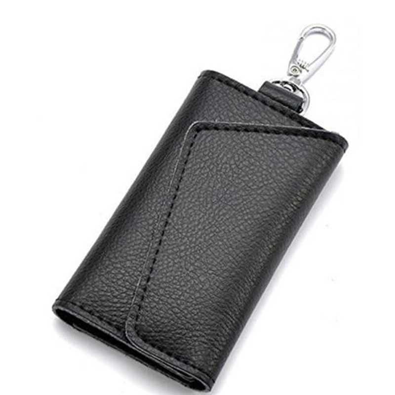 Genuine Leather Keychain Men Women Key Holder Organizer Pouch Cow Split Car Key Wallet Housekeeper Key Case Mini Card Bag New Z251023