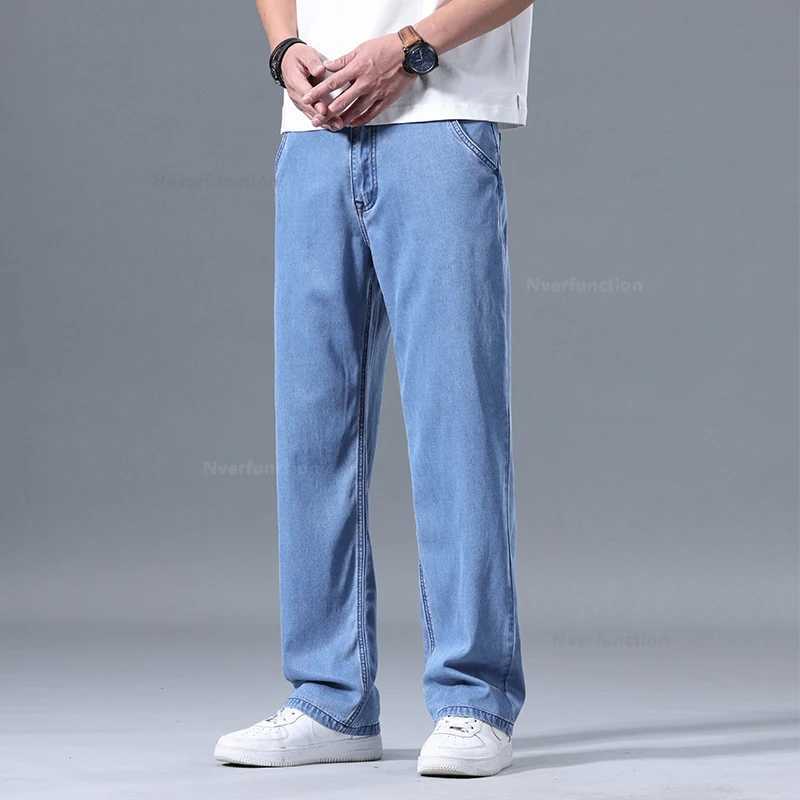 Lyocell Pants Mens 2024 Summer Clothes Ultra Thin Fashion Casual Pants Male Baggy Drape Straight Denim Trousers W250612