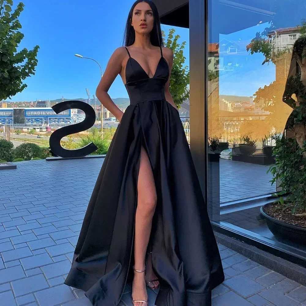 Elegant Stap V Neck High Waist Corset Slit Party Cocktail Maxi Dress Graduation Long Robe Gown Women Sexy Summer Evening DressX240912