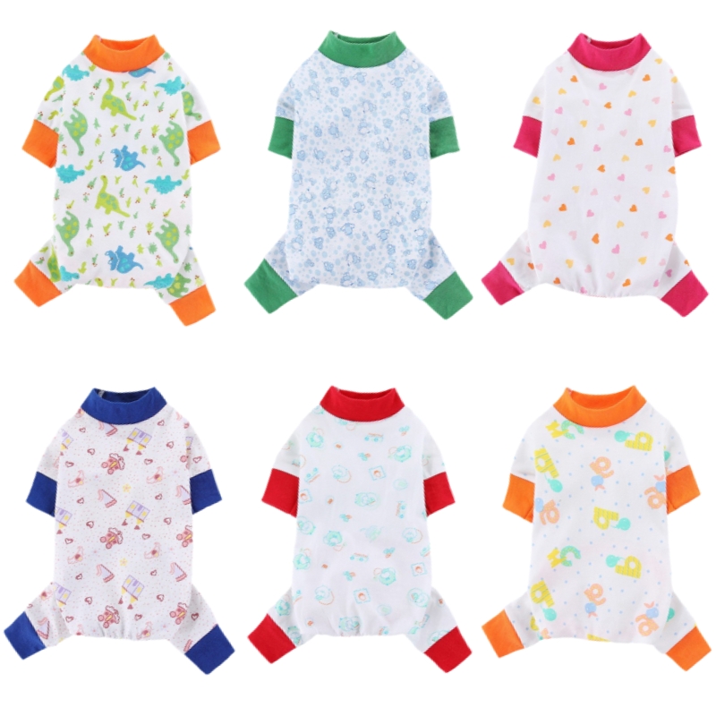 Luxury Dog Jumpsuits Pet Dog Clothes for Small Dogs Soft Cotton Puppy Pajamas Cute Print Cat Jumpsuits Pet Overalls Dog Costumes