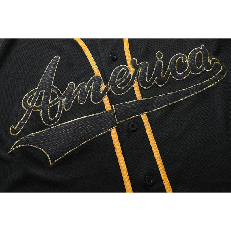Men's 1 America Trump Embroidered Black Salute To Service Baseball Jersey Shirts Uniform Jerseys Shirt Baseball Button Down Shirt Gifts for Men