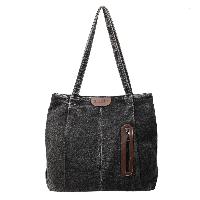 2025 NEW Totes Black Denim Women's Bag Jeans Handbag Canvas Shoulder Shopping Messenger Y2K Eco Korean Tote Chic Side zhanyishengli