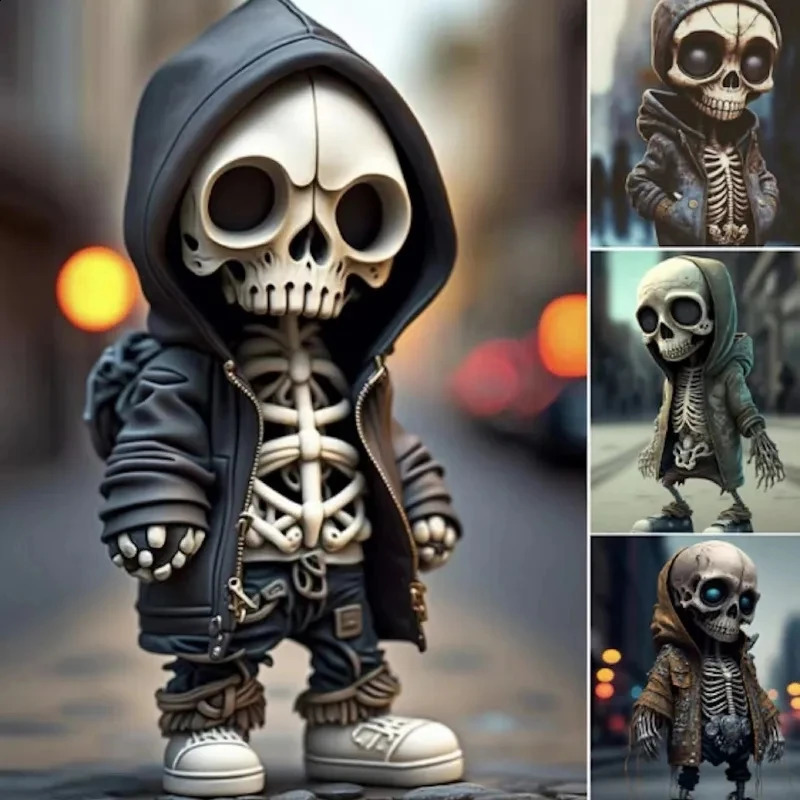 Skull Resin Statue Cool Skeleton Decorative Figurines Halloween Party Decoration Home Accessories Living Room Bedroom 240911
