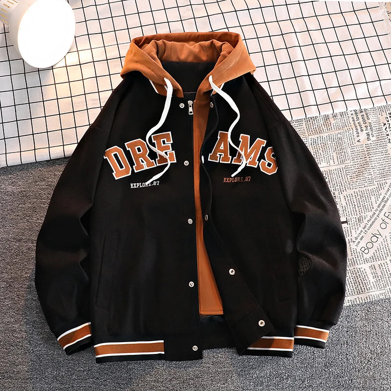 High quality school team baseball uniform jacket mens autumn trend full set of student hooded jacket plus large jacket womens 240909