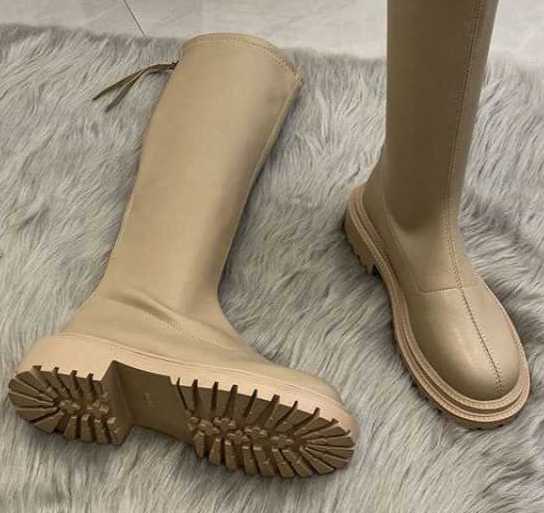 Milk Tea Colored Martin Boots Soft Leather Long Boots Thick Soled Fashion Boots Womens New Style With Small Knees Short Boots Look Thin 240826