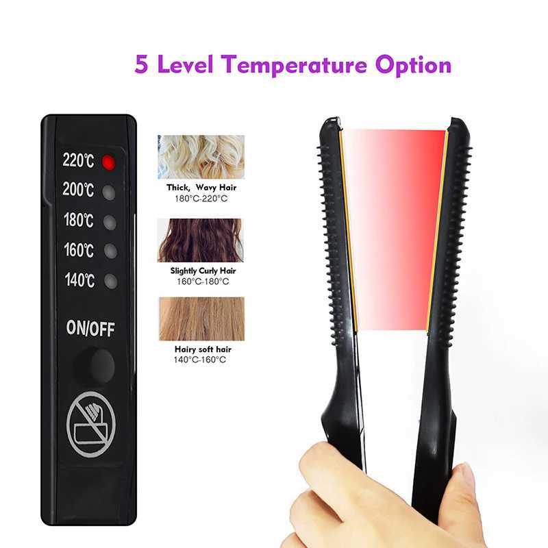 2 In 1 Hair Straightener Curler Small Flat Iron Ceramic Hair Crimper Corrugation Short Hair Straightening Curling Styling Tool W250610
