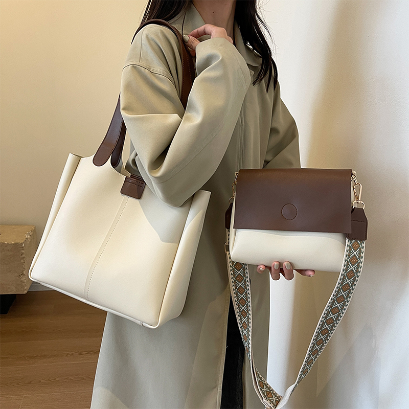 New Fashion Korean Handbag - hot Trendy Texture Wide Strap Large Capacity Tote Bag