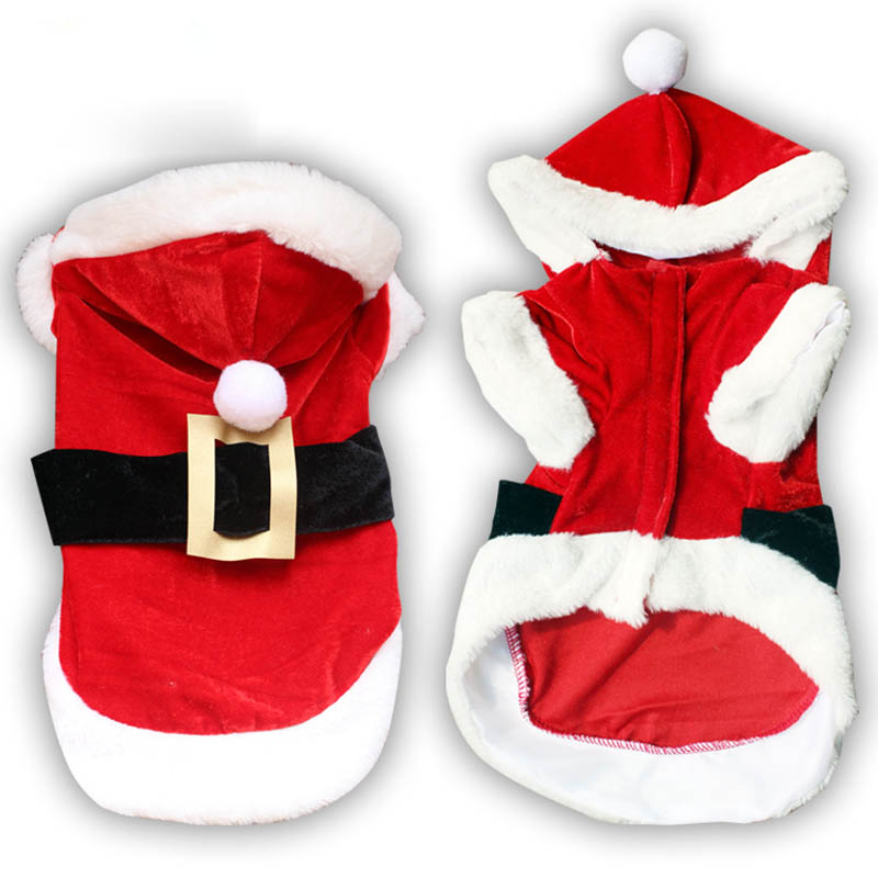 Santa Pet Dog Costume Christmas Clothes for Small Dogs Winter Dog Hooded Coat Jackets Puppy Cat Clothing Chihuahua Yorkie Outfit