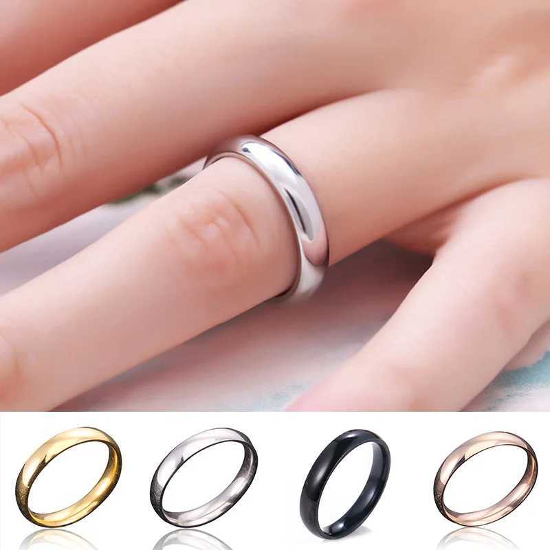4mm high-quality stainless steel wholesale simple ring fashion silver ring mens exclusive couple wedding ring W240912