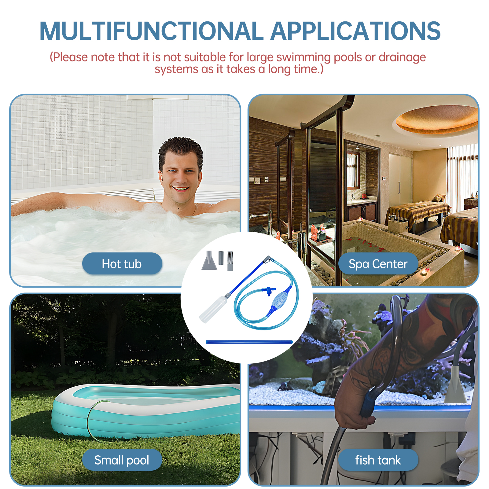 10ft Hot Tub Vacuum Cleaner 3 In 1 Manual Pool Vacuum Cleaner Small Swimming Pool Vacuum Clean with Squeeze Air Bag for Aquarium