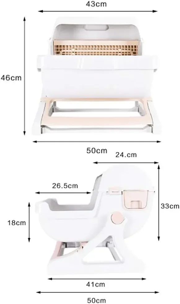 Cat Litter Box Sandbox Tray Filler for Cats Toilet Self-Cleaning Dustbin with Absorbent Crystal Garbage Sanitation