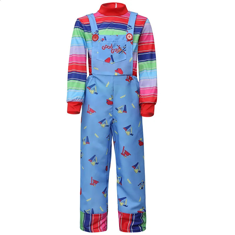 Movie Chucky Costume Halloween Kids Jumpsuit Scary Jumpsuit Scary Halloween Horror Cosplay Giveaway Scar Stickers 240912 - view 3
