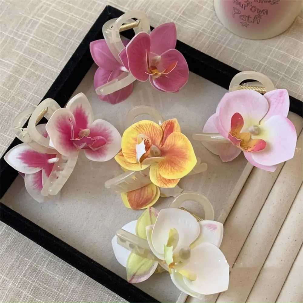 Cloth Flower Hair Claw Butterfly Orchid Bohemia Barrettes Large Shark Clip Korean Style Headwear Grab Clip Orchid Hair ClipX240912