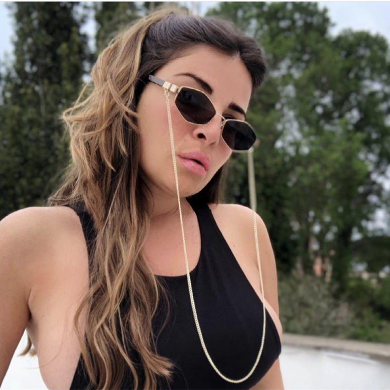 Fashion chain designer sunglasses women irregular frame sun glasses men Korean glasses