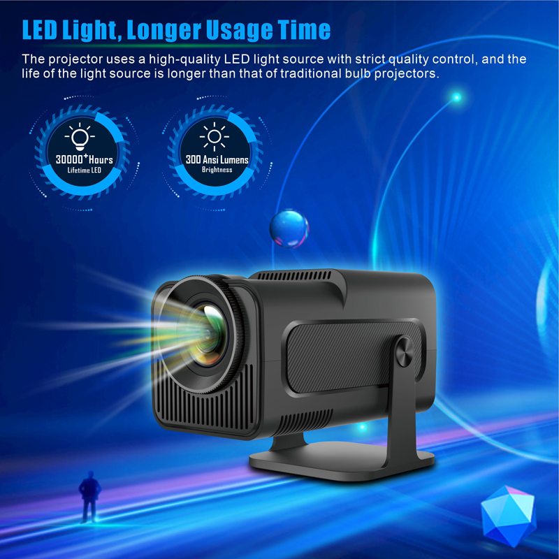 Top Quality HY320 Projector Android 11 HD 1080P Pixel Display Dual Wifi6 BT5.0 Home Cinema 180° Free Projection Outdoor Indoor Portable Smart LCD Proj