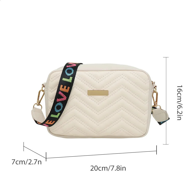Rilibegan Embroidered Camera Bag PU Material Casual Small Square Bag Versatile Shoulder Bag Printed Shoulder Strap ww 240914