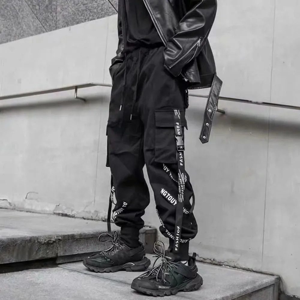Mens jogging cargo pants with multiple pockets elastic waist harem pants mens casual hip-hop streetwear sports pants pencil pants Techwear 240911 w250