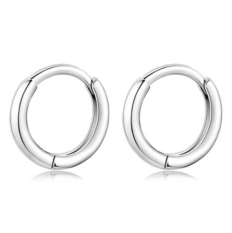 5 Sizes 925 Sterling Silver Simple Stackable Circle Ear Buckles Classic Basic Gold Color Hoop Earrings For Women JewelryX2409
