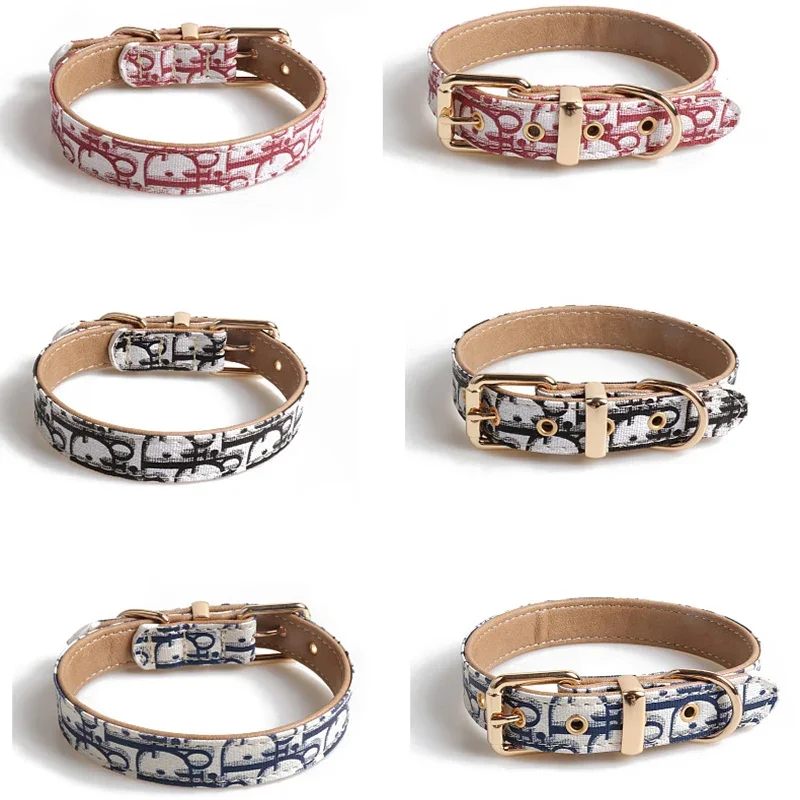 Fashion Pet Necklace Collar PU Metal Buckle Cat Collars Outdoor Training Pets Supplies for Small and Medium-Sized Dogs