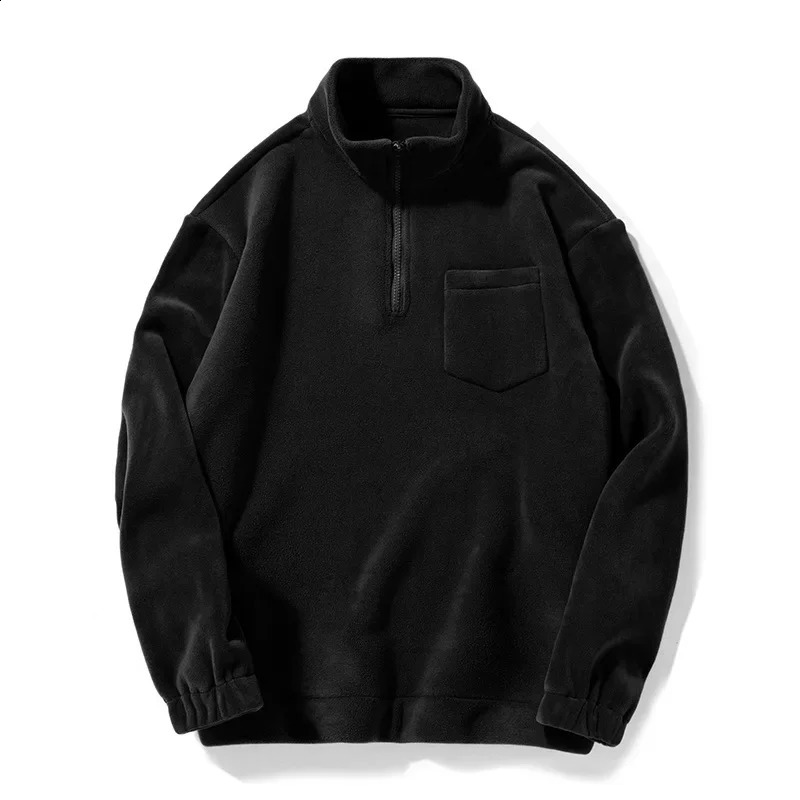 Stand Collar Hoodie Mens Autumn European American Retro Couple Half Zipper Austrian Grain Coat 240909