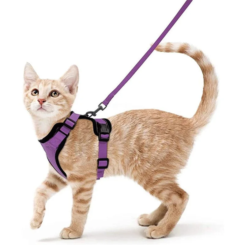 Breathable Cat Harness Leash Set Escape Proof Pet Harness Vest For Cats Small Dogs Reflective Walking Lead Leash Cat Accessories - view 6