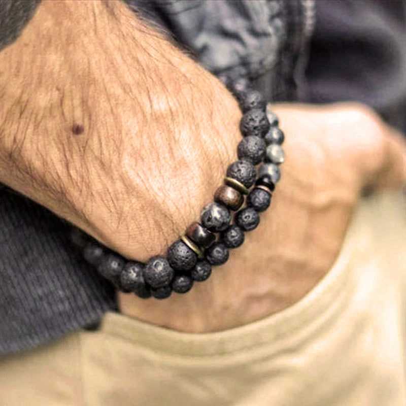 Volcanic Stone Bracelets for Men Natural Moonstone Bead Tibetan Buddha Bracelet Chakra Lava Diffuser Bracelets Men Jewelry GiftX2409