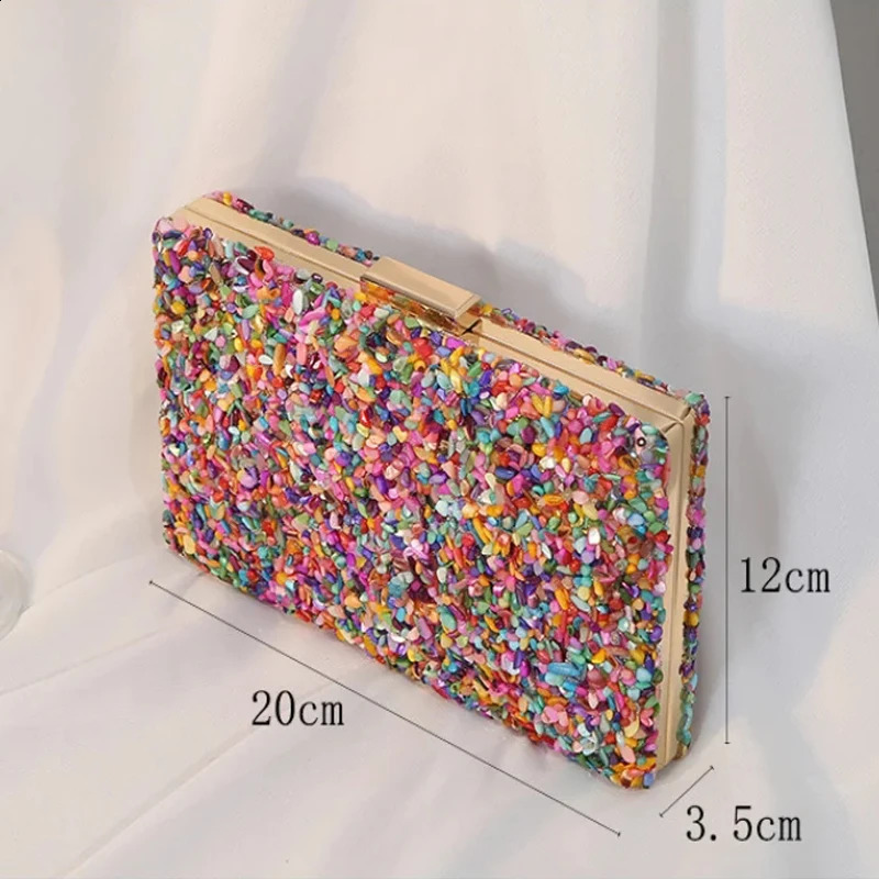 High quality womens colored stone evening bag wedding party wallet with chain banquet telephone crossover y ner 240910