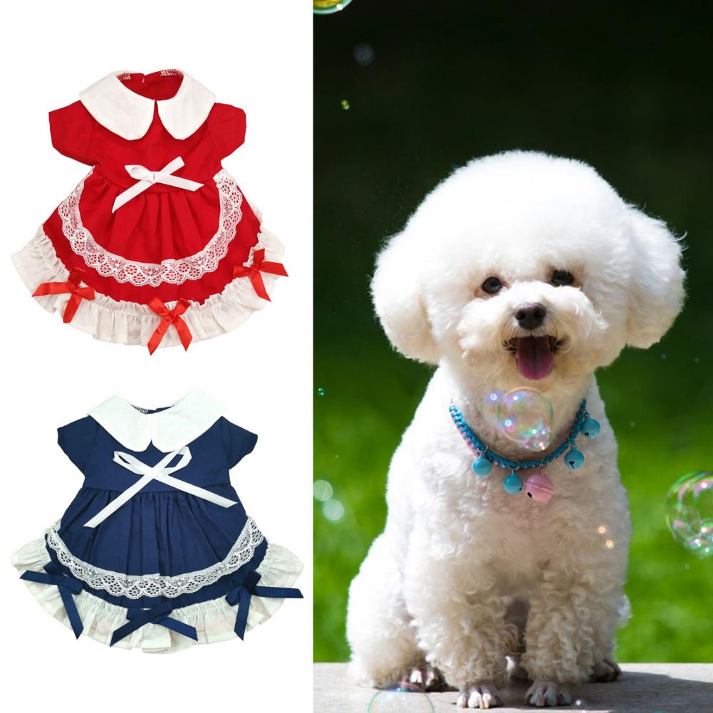 Fashion Pet Princess Dress Doll Collar Dress-up Cotton Summer Pet Dog Cat Bowknot Princess Dress