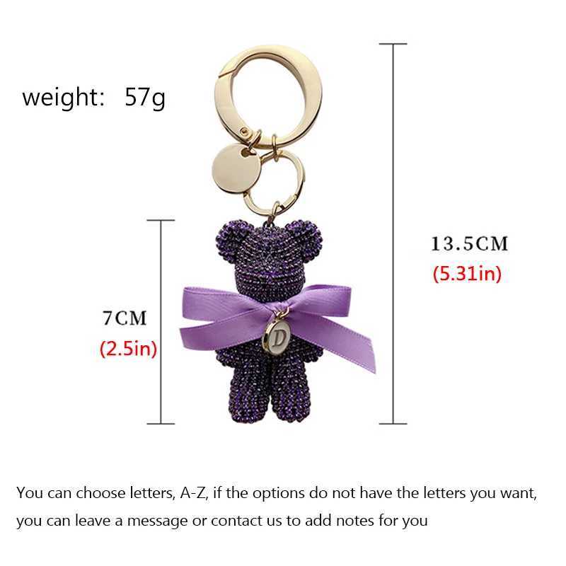 Luxury Jewelry Full Rhinestone Bear Car Keychain Creative Letter Large Button Keychain Package Pendant Doll Party Gift W250411
