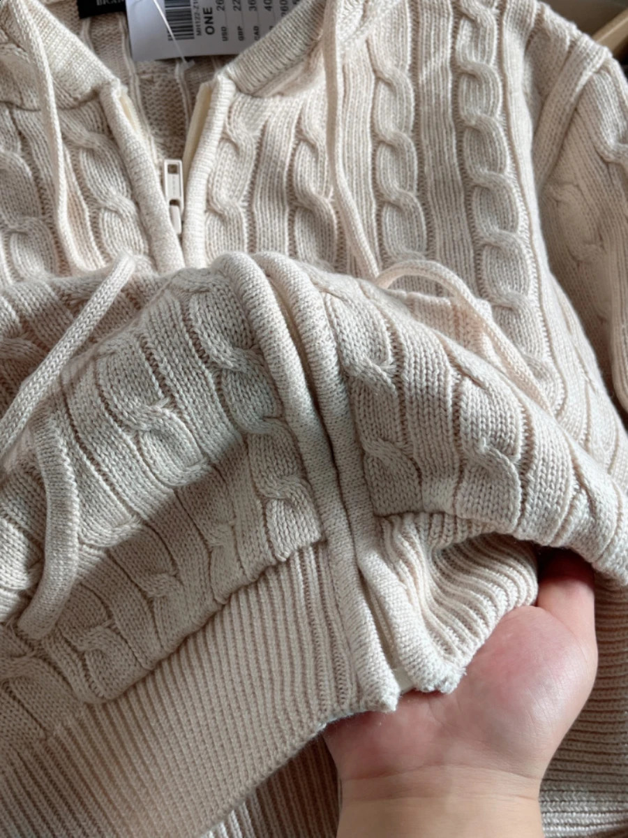 Twisted Flower Knitted Open cardigan Womens Autumn Long sleeved Hoodie Zipper Short Coat Street Clothing Fashion Sweater Y2K Top 240912