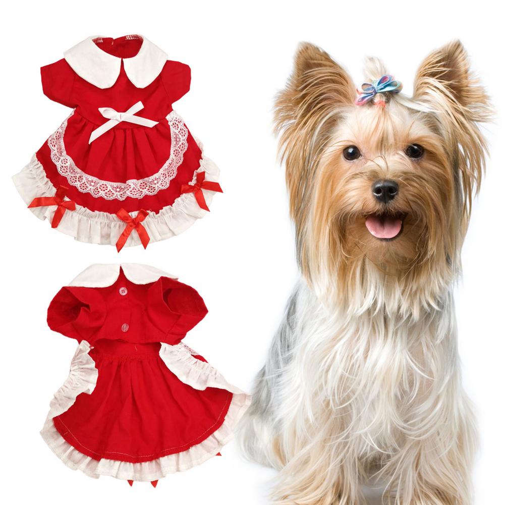 Fashion Pet Princess Dress Doll Collar Dress-up Cotton Summer Pet Dog Cat Bowknot Princess Dress