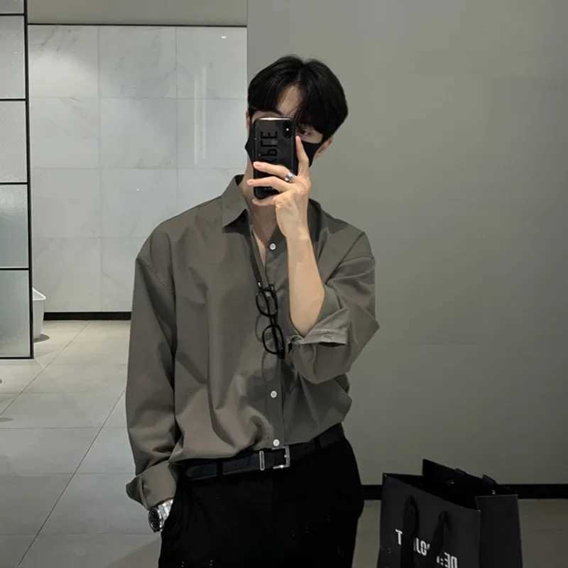 18-24 year old mens ultra-thin long sleeved shirt high-end British style suitable for casual occasions loose fit W240911