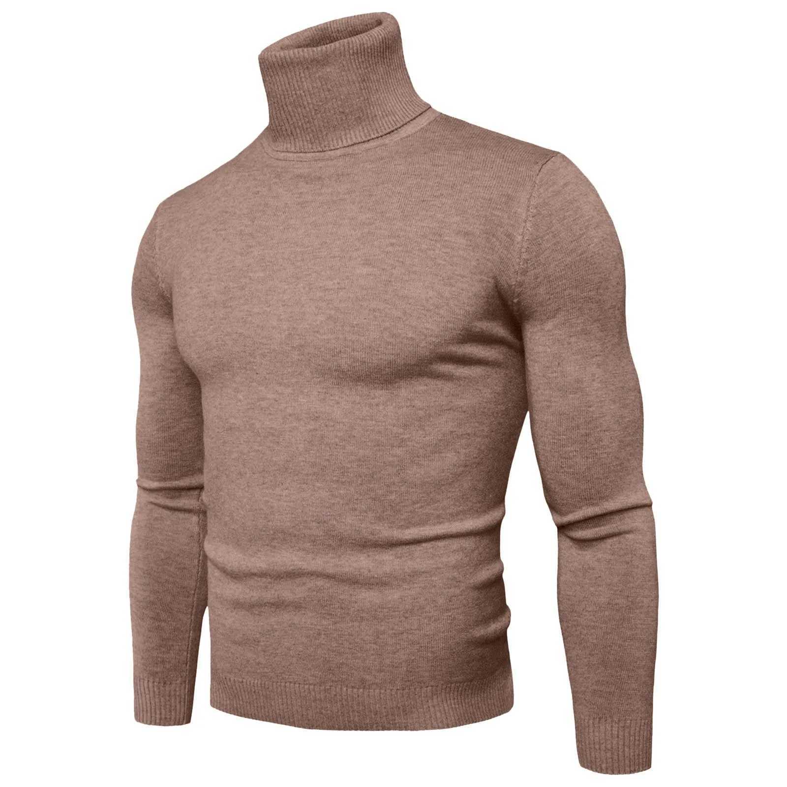 Spring 2024 Turtleneck Sweater Men Warm Knitted Solid Color Pullovers Mens Slim Fit Casual Turtleneck Knitwear Man SweatersX2409