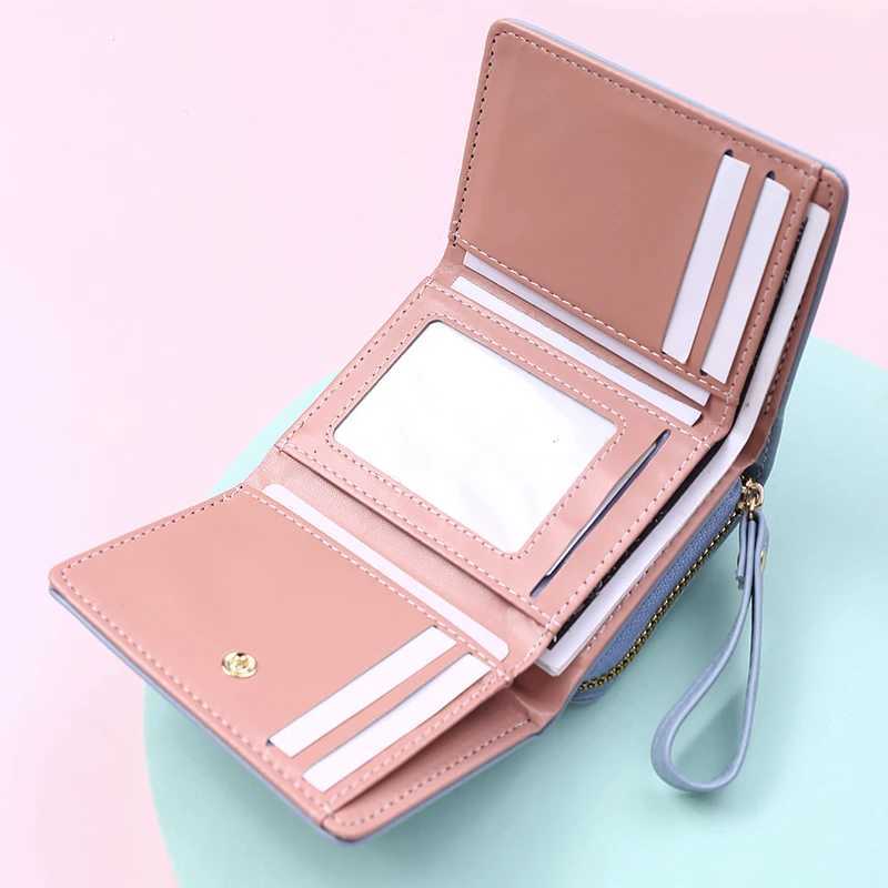 womens small wallet womens card clip short wallet with coin wallet womens PU leather mini clutch Z250411