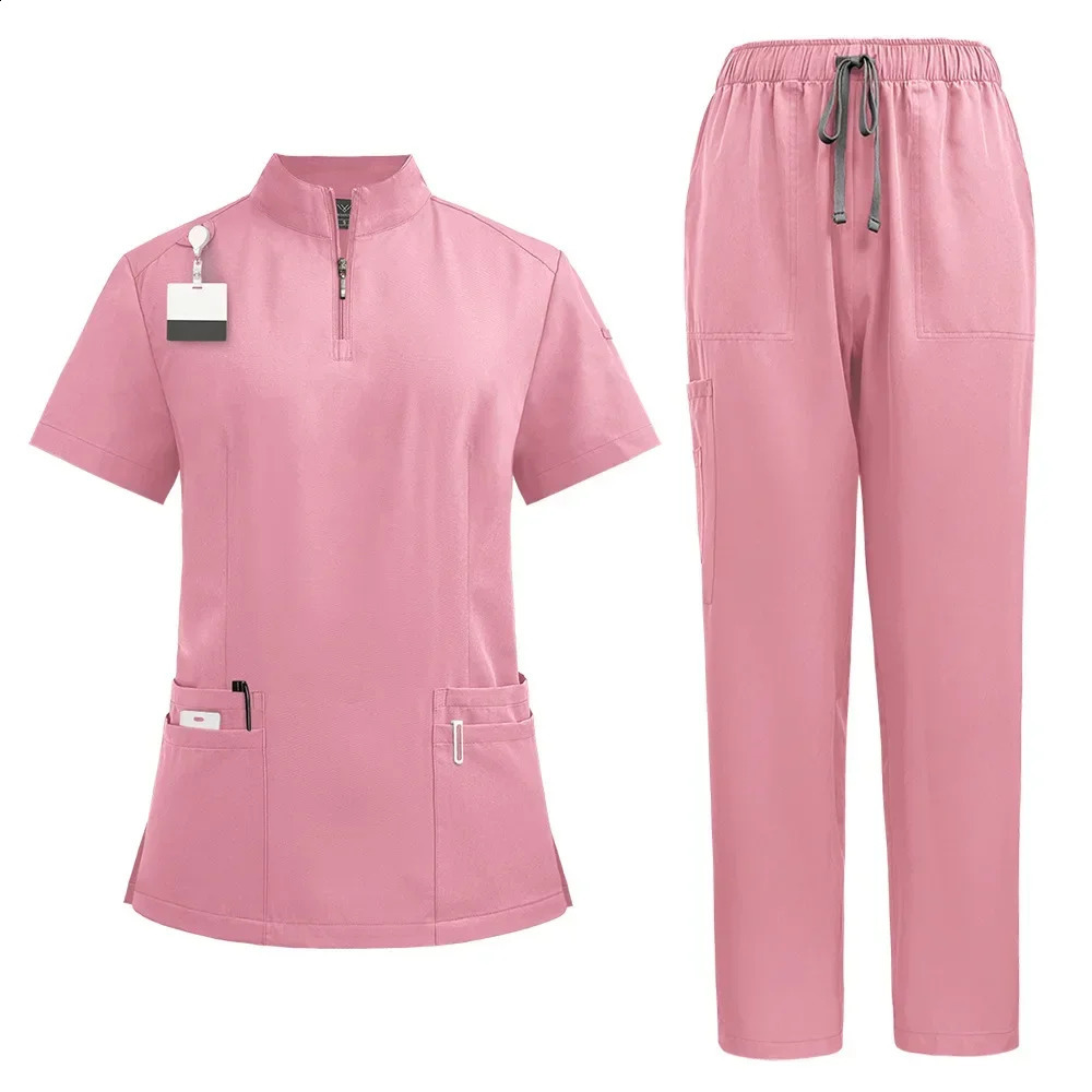 Various Colors Women Scrubs Sets Hospital Tops Pant Nurses Accessories Dental Clinic Beauty Salon Spa Workwear 240911